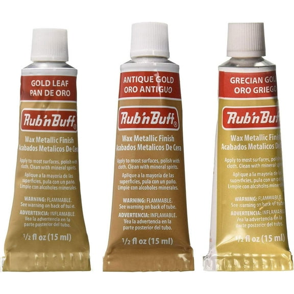 Rub 'N Buff Wax Metallic Finish, 3 Color Assortment ( Leaf, Antique , Grecian )