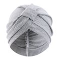 thumbnail image 1 of Turbante con diseño elástico anudado, tejido grueso con textura de gofre, estilo étnico indio., 1 of 8