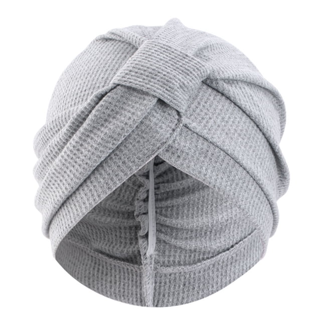 Turbante con diseño elástico anudado, tejido grueso con textura de gofre, estilo étnico indio.
