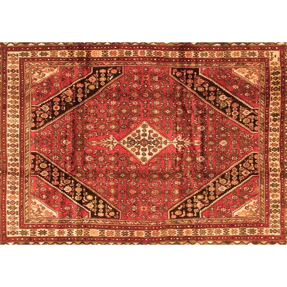 Ahgly Company Indoor Rectangle Persian Orange Traditional Area Rugs, 5' x 7'