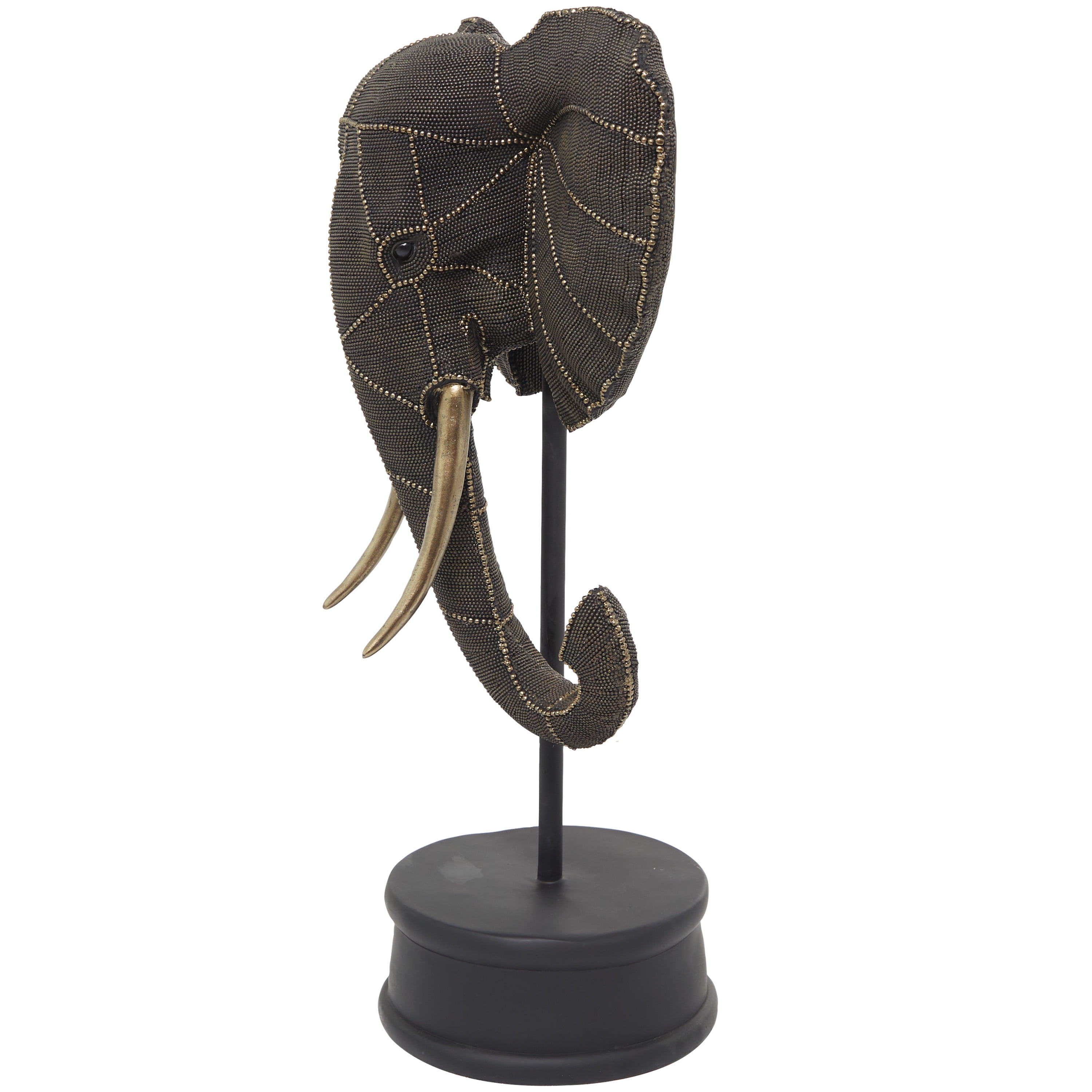 15" x 27" Black Polystone Elephant Sculpture, by DecMode