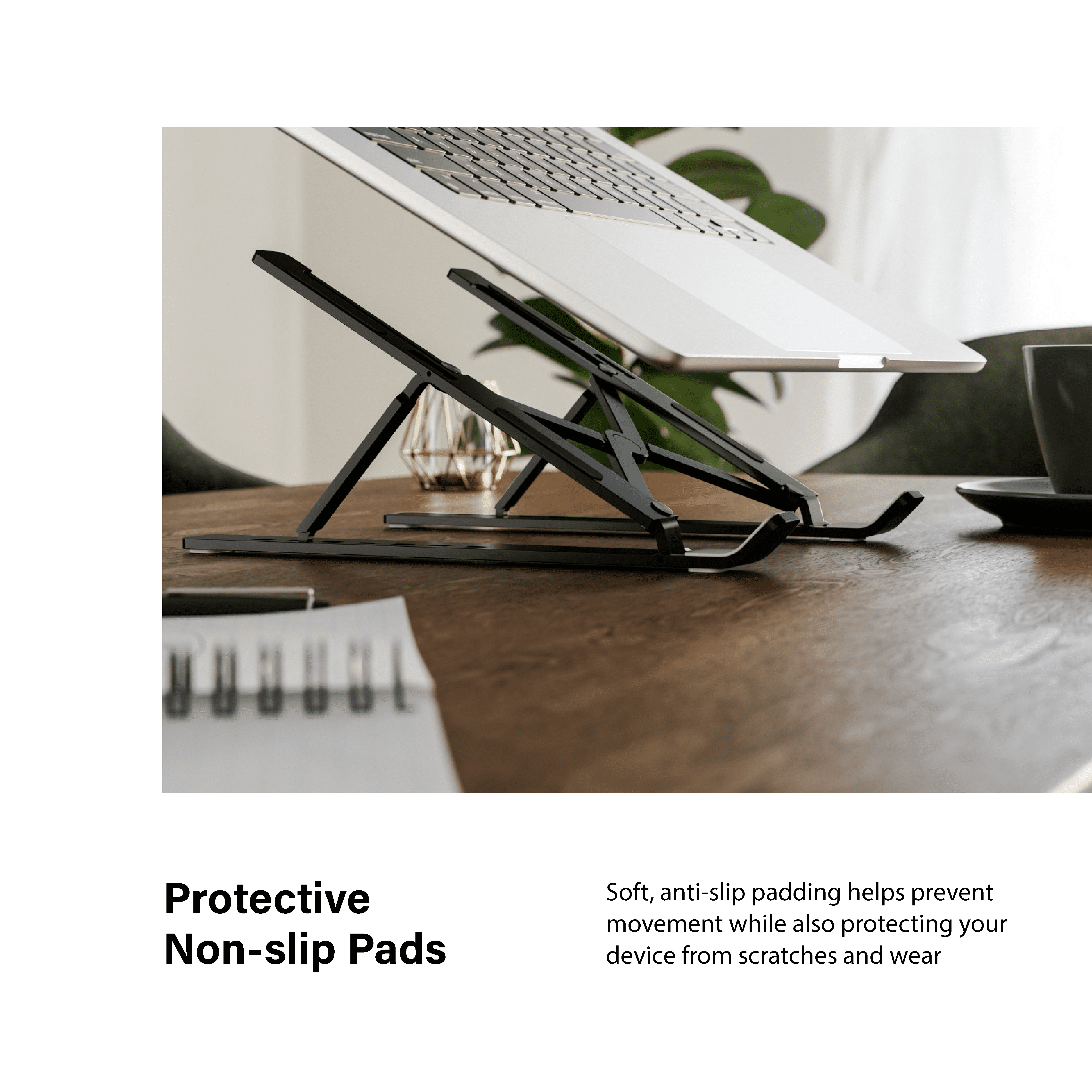 Incipio Portable Laptop Stand, Foldable Aluminum Laptop Riser with Adjustable Angles, Anti-Slip & Ventilated Design, Lightweight Travel Laptop Stand for Up to 16” Laptops & Tablets