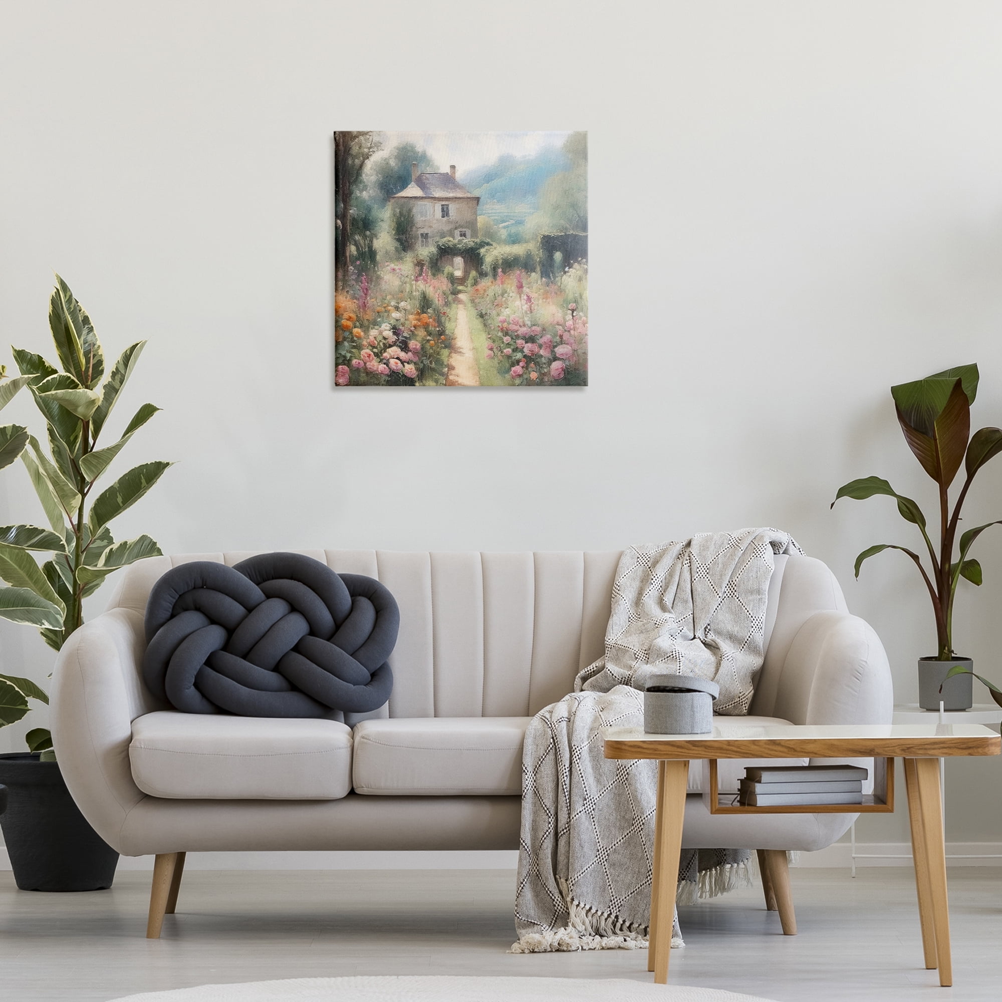 Stupell Industries Blooming Cottage Path Landscape Painting Gallery Wrapped Canvas Art Print Wall Art, 24 x 24