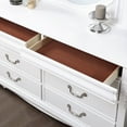 thumbnail image 4 of Furniture of America Heyd 6-Drawer Solid Wood Dresser with Mirror in White, 4 of 6