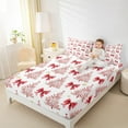 thumbnail image 4 of Homewish Ribbon Bow Tie Twin Sheet Sets,Merry Christmas Twin Fitted Sheet,Red White Flat Sheet For Kids,Breathable Home Decor,3-Piece, 4 of 7