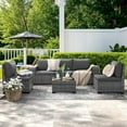 thumbnail image 6 of ELPOSUN Outdoor Sectional Furniture Set 6-Piece Gray Rattan Wicker Conversation Sofa Set with Glass Top Table and Waterproof Covers,Gray Cushions, 6 of 8