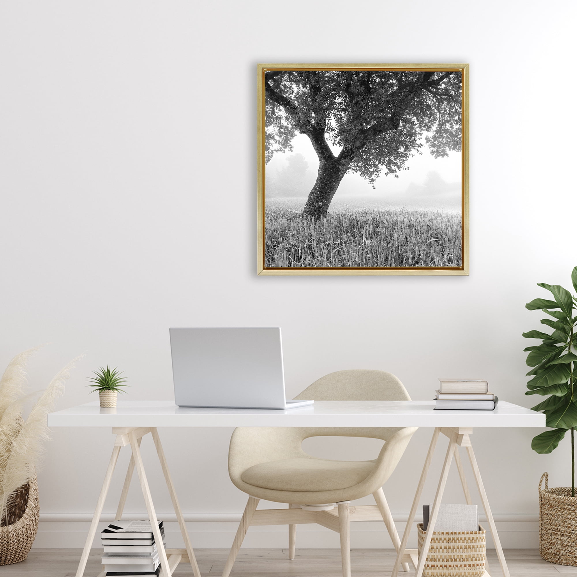Stupell Industries Tuscan Morning Oak in Mist Gold Framed Floater Canvas Wall Art, design by Chip Forelli