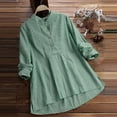 thumbnail image 2 of IROINNID Plus Size Shirts for Women Leisure Long Sleeve Loose Button Plaid Shirt Ladies Tops T-Shirt Blouse,Green, 2 of 5