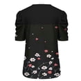 thumbnail image 4 of Inleife New Arrivals Fashion Women's Printed Blouses Casual Puff Short Sleeve Loose T-Shirt, 4 of 5