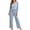 Blue, variant on Women's Pajama Sets with Built In Bra V Neck Long Sleeve Tops with Pants 2 Piece Sleepwear Lightweight Soft Comfy Lounge Set