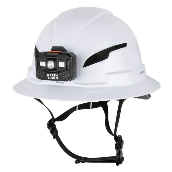 Klein Tools Class C Type 2 Hard Hat Vented Full Brim With Chin Strap And Headlamp