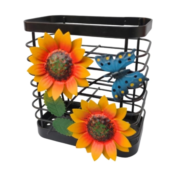 Soporte para utensilios de cocina, organizador de cubiertos para encimera, jaula metálica para montaje en pared. Mariposa