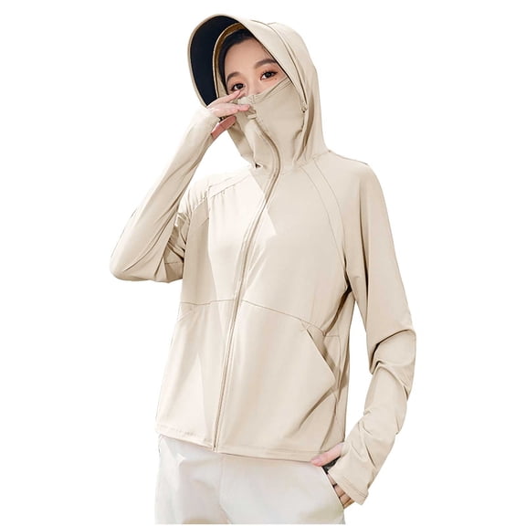 LYEAA Womens Sun Protection Jackets Long Sleeve UPF50 Lightweight Tops Breathable Hooded Jacket Solid Casual Activewear