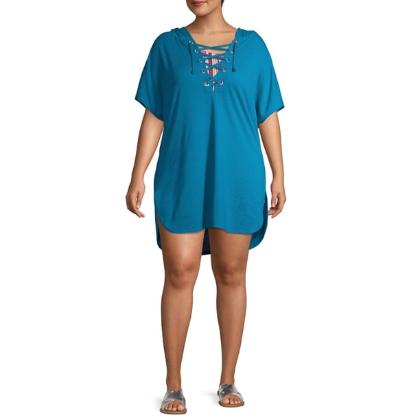 Time And Tru Time And Tru Women s Plus Size Hooded Dolman Swimsuit 