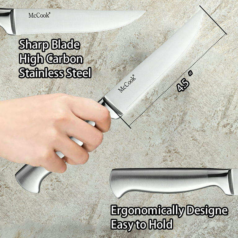 Steak Knife Set,McCook MC59B Steak Knives Set of 6,4.5 Inch