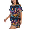 thumbnail image 2 of Rateoe Fantasy Cosmic Landscape Pattern Women's Short-Sleeved Pajama Set - 2 Piece Soft and Lightweight Sleepwear Set-3X-Large, 2 of 7