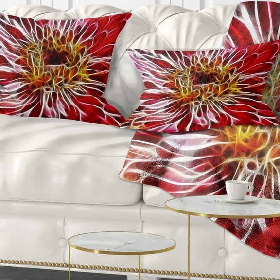 Designart 12" x 20" Red Polyester Throw Pillow