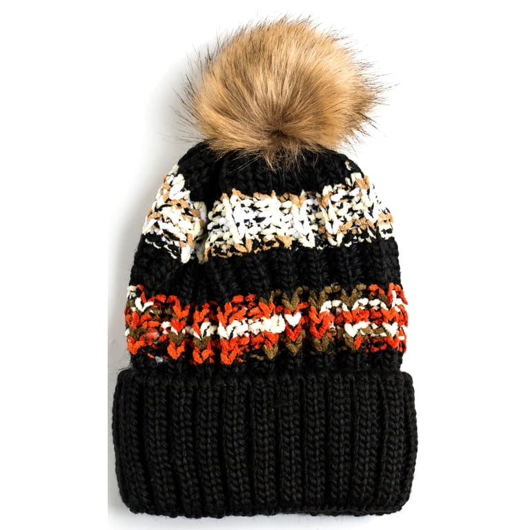 Newbee Fashion - Women Winter soft Knitted Beanie Hat Faux  display picture 2