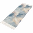 thumbnail image 4 of Blue Ombre Kitchen Runner Rug 2'x4', Modern Geometric Yellow Lines Abstract Art Washable Rug with Tassels, Non Slip Woven Cotton Bathroom Rugs Hallway Carpet for Foyer Bedroom Entry Back Door Decor, 4 of 9