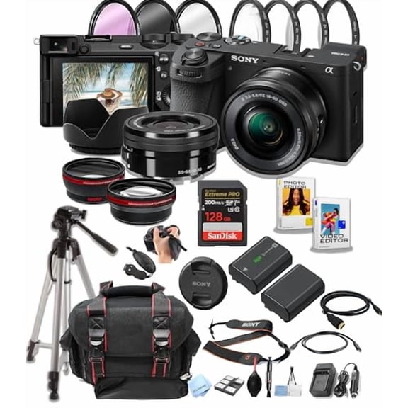 Sony a6700 Mirrorless Camera with 16-50mm Lens   128GB Pro Speed Memory   Case   Tripod   Software Pack -Professional Photo Bundle (International Version)