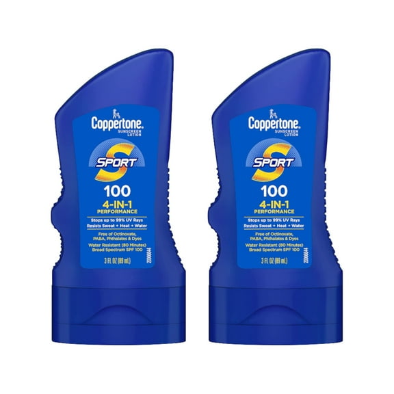 Coppertone Sport Sunscreen Lotion 4-In-1 Performance SPF 100, 3 Fl. Oz. - Pack of 2