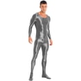 thumbnail image 4 of iEFiEL Mens Shiny Smooth Jumpsuit Long Sleeve Full Body Length Bodysuit for Fitness Workout, 4 of 7