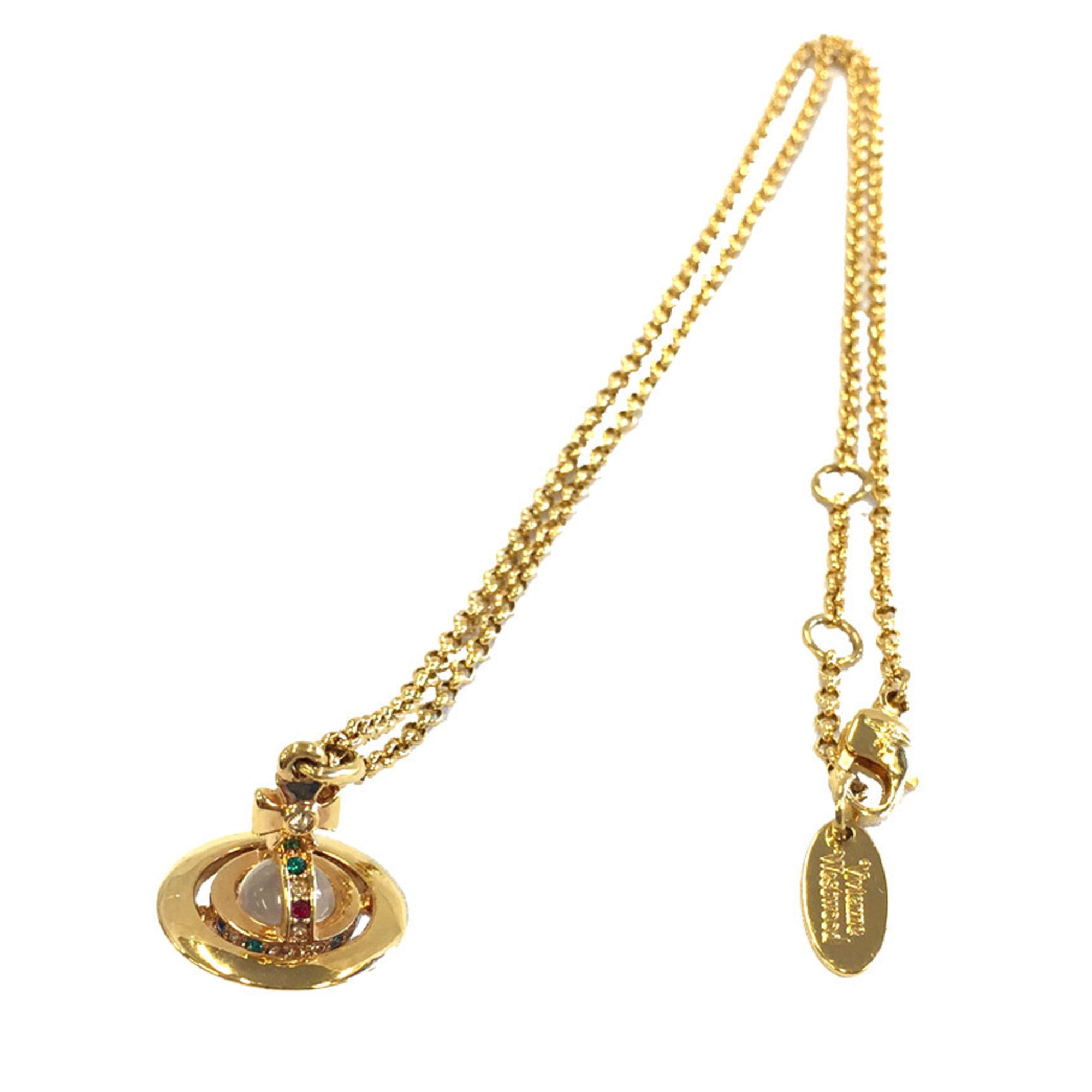 Pre-Owned Vivienne Westwood Orb Pendant Necklace Gold Color Rhinestone  (Like New) - Walmart.com