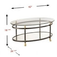 thumbnail image 3 of Allesandro 2 Piece Oval Glass Coffee Table and Round Glass End Table Set in Gold, 3 of 9