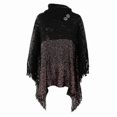 thumbnail image 1 of Women's Poncho Sweater Jumper Crochet Knit Tassel Knitted Color Block Turtleneck Stylish Casual Daily Going Out Fall Winter Black Khaki One-size / Sle, 1 of 5