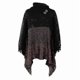 thumbnail image 1 of Women's Poncho Sweater Jumper Crochet Knit Tassel Knitted Color Block Turtleneck Stylish Casual Daily Going Out Fall Winter Black Khaki One-size / Sle, 1 of 5