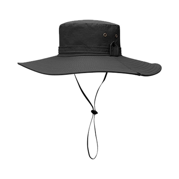 Sombrero de pescador de ala ancha UPF50+, transpirable, repelente al agua, con cordón ajustable, sombrero para el sol para hombres, senderismo, camping, playa, negro