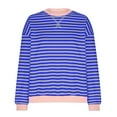 thumbnail image 3 of Besolor Crewneck Sweatshirts for Women Casual Striped Pullover Tops Long Sleeve Oversized Shirts Fall Clothes, 3 of 4