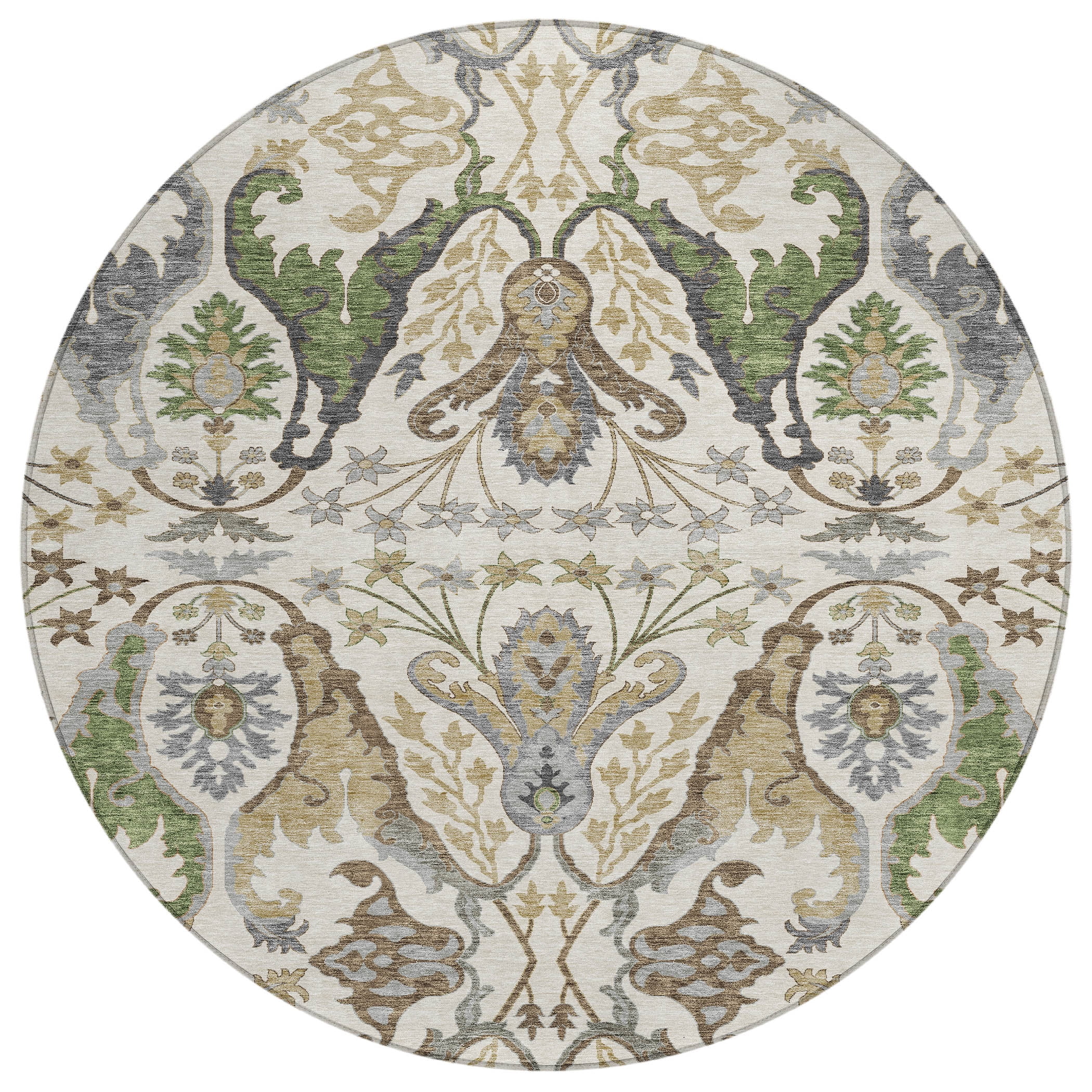 Addison Rugs Chantille Indoor/Outdoor Transitional Global Ivory Washable Round Rug, 8' x 8'
