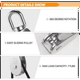 thumbnail image 3 of M15 Stainless Steel Pulley System Kit-Heavy-Duty Pulley Wheel, Pulley Block with Nylon Rope 4MM, Hooks, Plate (2 Pack), 3 of 4