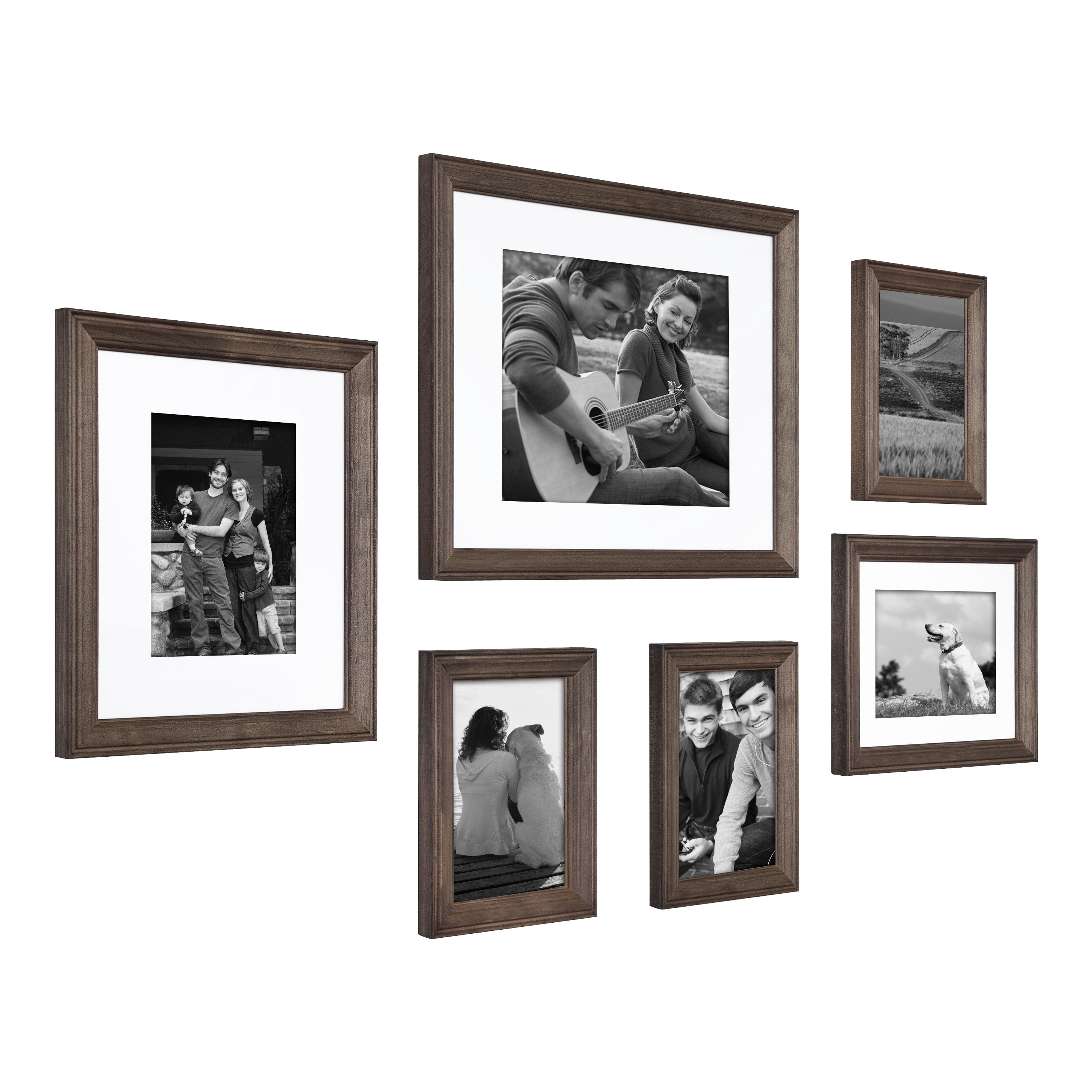 Kate and Laurel Bordeaux Gallery Frame Wall Set of 6, Charcoal Gray