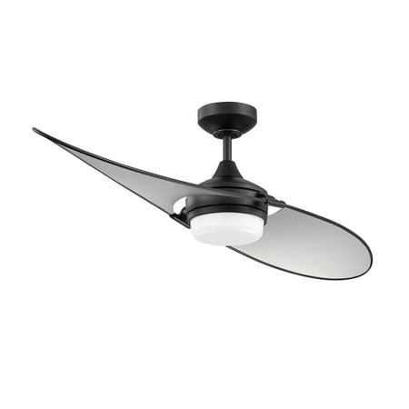 Nickel Motor - Kendal Lighting Tango 52-inch LED Black and Satin Nickel DC Motor Ceiling Fan