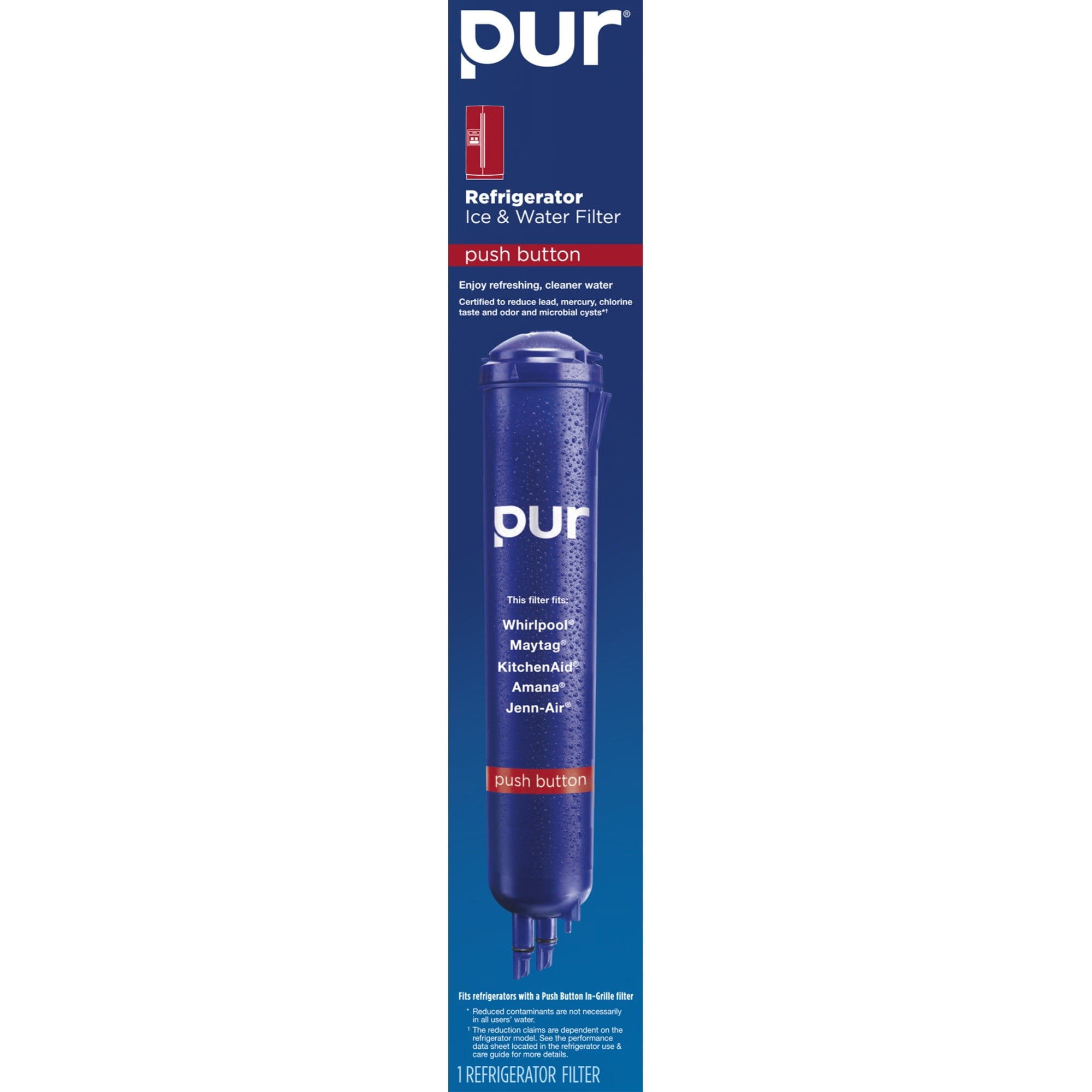 pur w10186667 push button refrigerator ice water filter