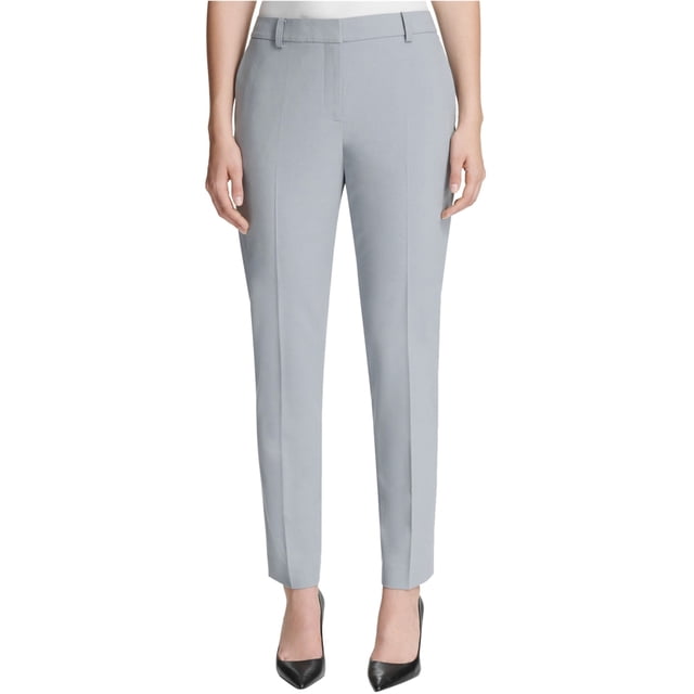 DKNY Pantalones de vestir ajustados con cintura fija para mujer, azul, 16