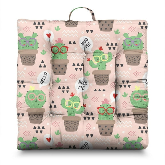 Watercolor Cactus Floor Pillow – 22x22 Inch Large Cushion, Dutch Velvet, Soft-Blended Agave Illustration (Serene & Artistic)