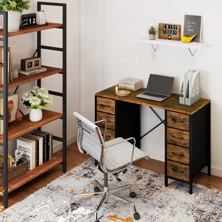 EDX 47" Computer Desk with 8 Fabric Drawers, Red photo 6