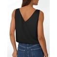 thumbnail image 5 of Women Silk Satin Tank Top V Neck Summer Blouse Sleeveless Shirt Business Casual Dressy Outfit Vacation Clothes Black L, 5 of 6