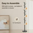 thumbnail image 5 of Coat Rack Freestanding with Natural Marble Base, Metal Coat Rack Stand with 10 Hooks, 3 Adjustable Size Coat Tree for Bags, Clothes, and Hats for Entryway, Bedroom, Hallway, Office, Black, 5 of 17
