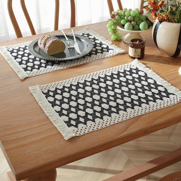 Zhuge Manteles individuales de algodón resistentes al calor, manteles individuales para el comedor,manteles individuales lavables antideslizantes (juego de 4, tamaño 19,68 x 11,8 pulgadas, A05)