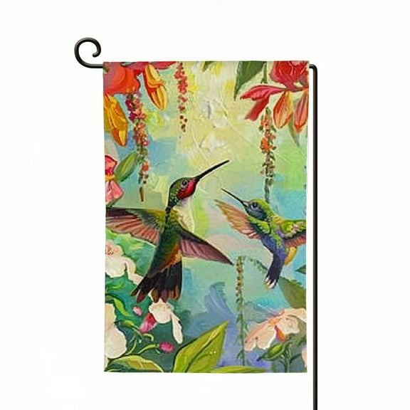 PHYHOO Welcome Spring Garden Flag Double Sided Vertical, Burlap Small Bird Floral Garden Yard House Flags Outside Outdoor House Spring Summer Decoration White