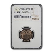 1864 Two Cent Piece Large Motto PF-65 Cameo NGC (Red/Brown)