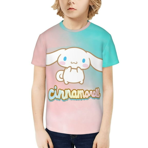 Sanrio Cinnamoroll Kids T-Shirt 3d Printed Graphic T-Shirts Boys And Girls Short Sleeve Shirts For Youth Kids Large