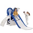 thumbnail image 5 of 4 in 1 Kid Slide Playset Structure, Indoor Outdoor Backyard Playground Playset, Freestanding Slide and Swing Set with Climbing Ramp & Basketball Hoop for Toddlers, Kids Indoor & Outdoor,Blue, 5 of 7