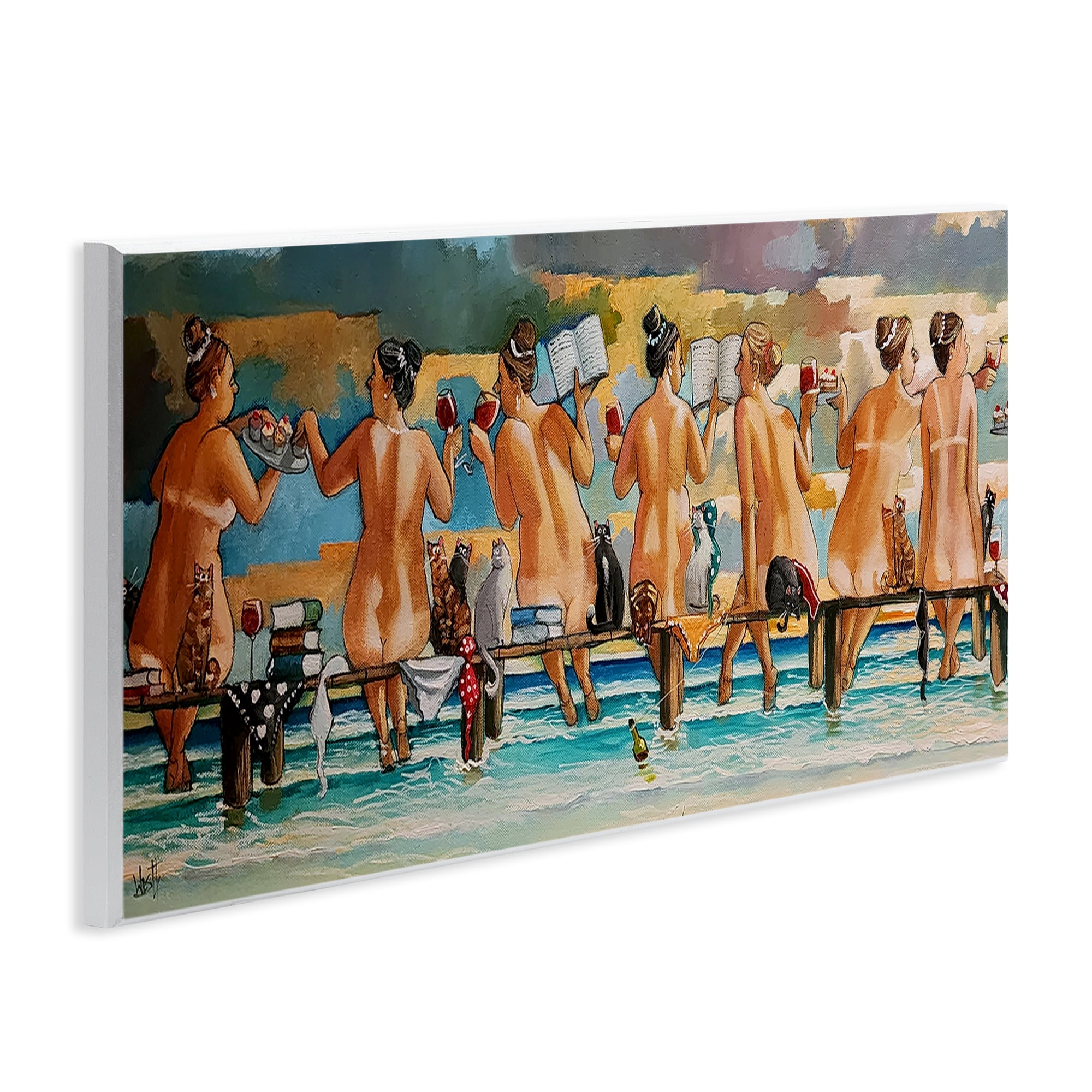 Wine, Books And Cats Jetty Wall Plaque Art, design by Ronald West