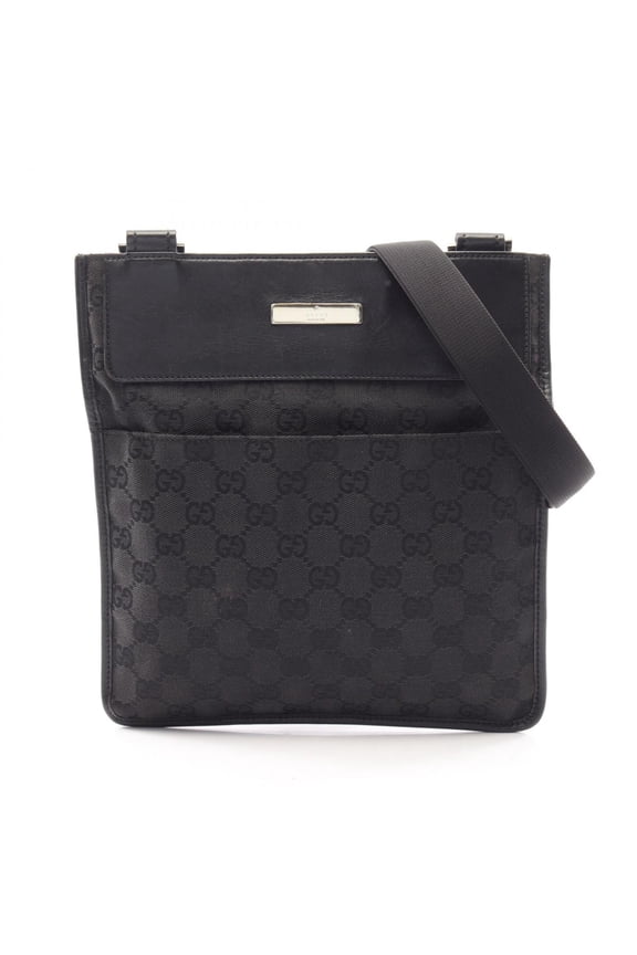 Pre-Owned Gucci GG Canvas Shoulder Bag Handbag Leather Women's Black 27639