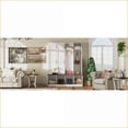 thumbnail image 5 of Farmhouse Hall Tree with 4 Hooks, 8 Cabinets & Walnut Bench - White MDF Entryway Storage | White | MDF, 5 of 17